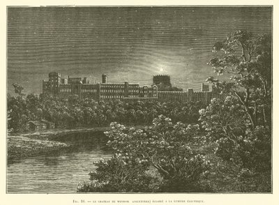 Windsor Castle (England) Lit by Electric Light by French School